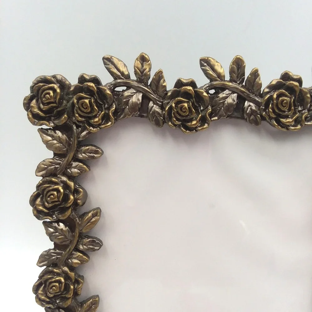 Rose Floral‎ Picture Frame Bronze Finish Photo Display Tabletop Decor 4.75x6.5